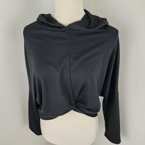 21 Saints Pullover Long Sleeve Twist Hem Hoodie Size Medium Black NWT